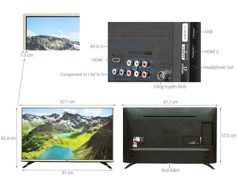Thông số kỹ thuật Tivi LG 43 inch 43LH540T