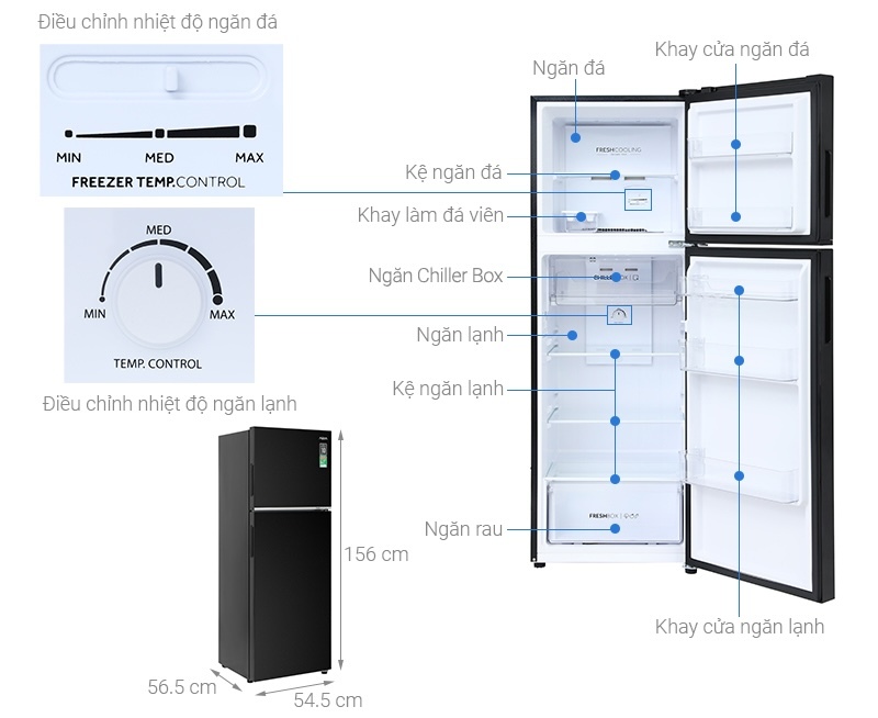 Tủ lạnh Aqua AQR-T260FA(FB) được tích hợp nhiều tiện ích thông minh