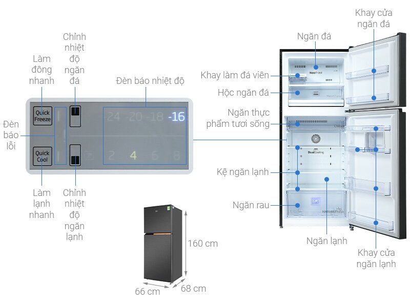 Tủ lạnh Beko Inverter 340 lít RDNT371I50VK