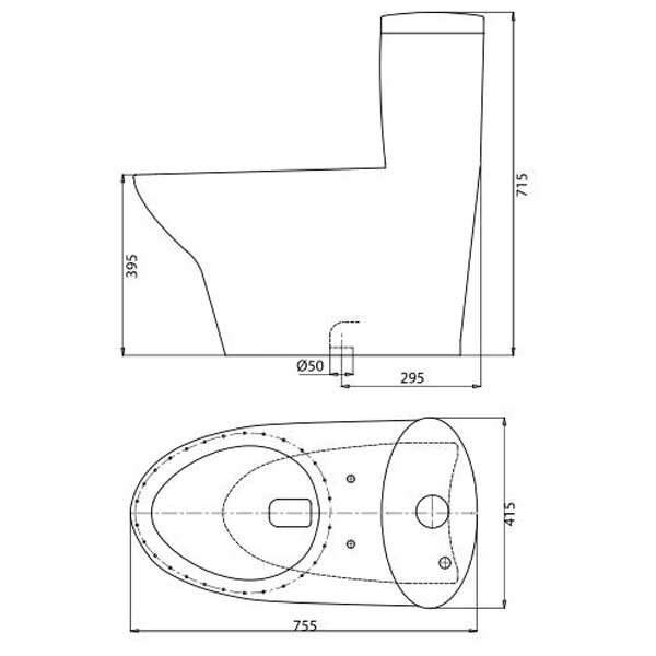 Bồn cầu Viglacera V37 (V-37) - 1 khối