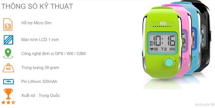 Đồng hồ thông minh định vị trẻ em TIO