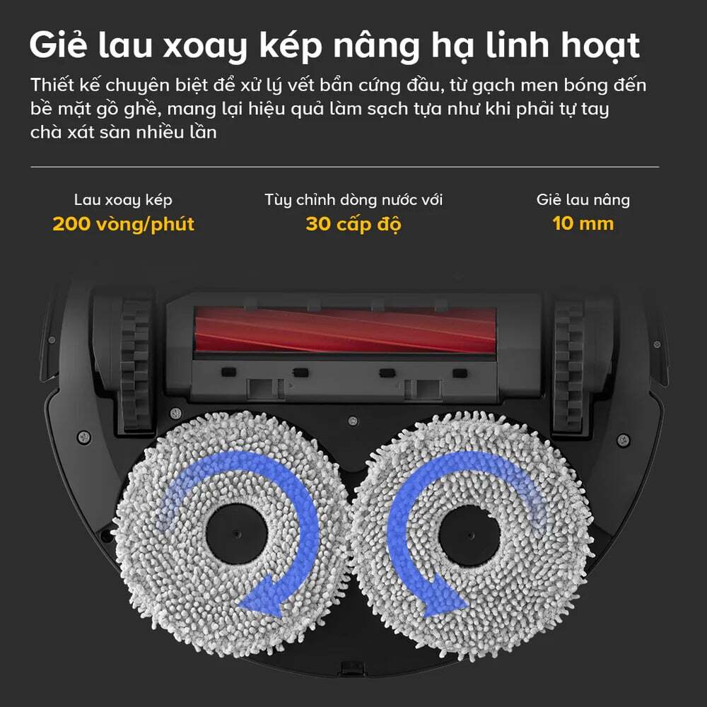 Giẻ lau xoay kép - Nâng hạ linh hoạt Robot Roborock QR 798