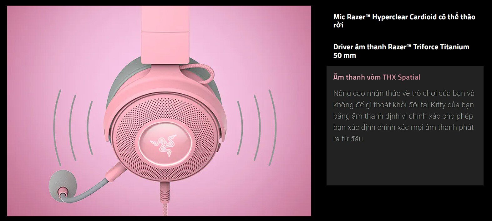Tai nghe gaming có dây Razer Kraken Kitty V2 Pink _ RZ04-04730200-R3M1