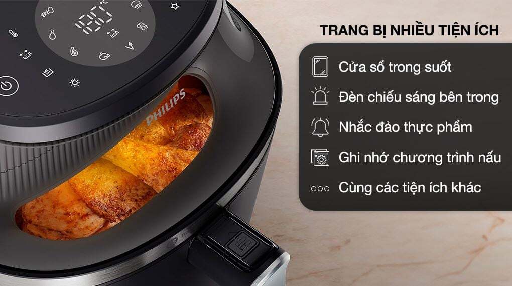 Nồi chiên không dầu Philips có nhiều tính năng tiện ích hỗ trợ tối đa cho người dùng Nồi chiên không dầu Philips có nhiều tính năng tiện ích hỗ trợ tối đa cho người dùng