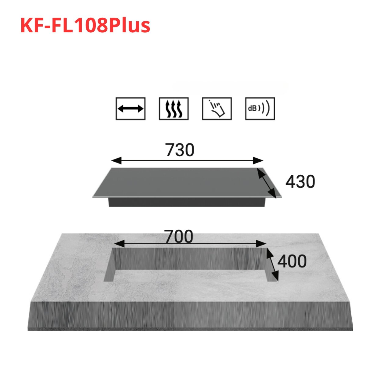 Bản vẽ kỹ thuật bếp điện từ đơn và 1 hồng ngoại KAFF KF-FL108Plus