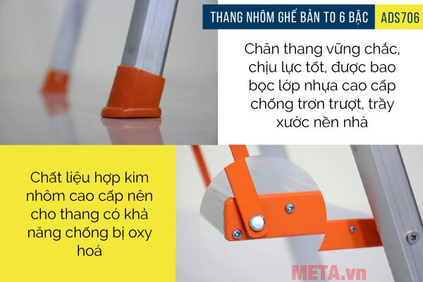Thang nhôm ghế bản to 6 bậc Advindeq ADS-706