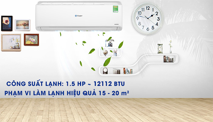 Điều hòa Casper Inverter 12000 BTU 1 chiều GC-12IS33 gas R-32 2 Điều hòa Casper 12000 BTU 1 chiều Inverter GC-12IS33 nổi bật trong không gian nội thất.