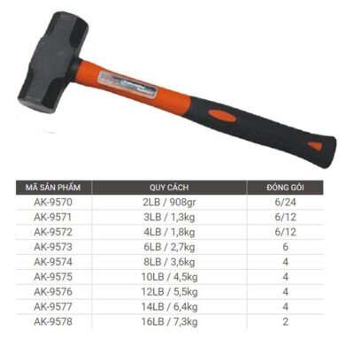 Búa tạ cán nhựa TPR 6LB / 2.7kg Asaki AK-9573