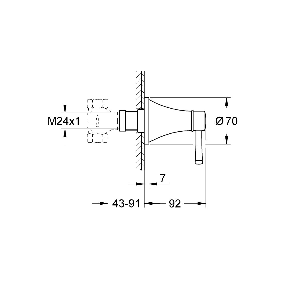 Bản vẽ kỹ thuật van vặn Grandera GROHE 19944000