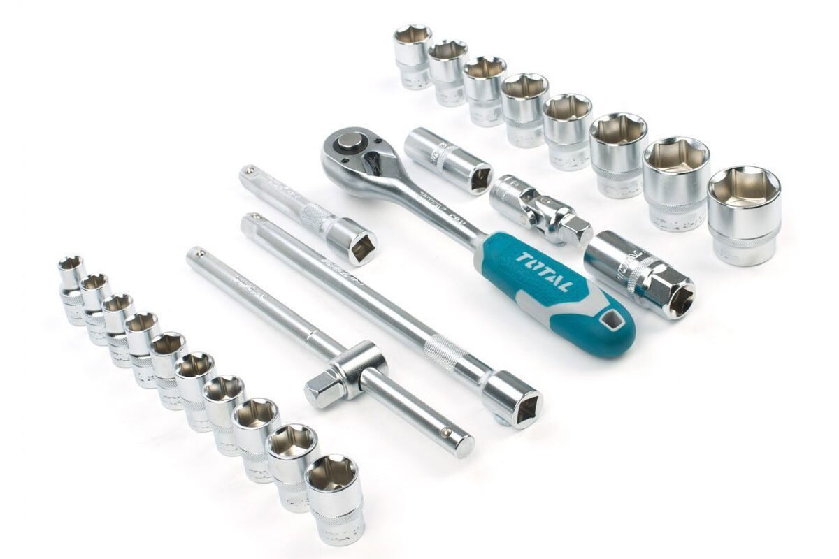 Bộ 25 cái socket 1/2 in và cần 2 chiều Total THT121251