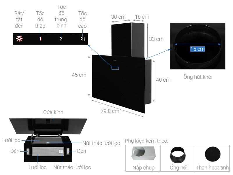 Máy hút khử mùi Hafele HH-WVG80E có thể lắp đặt linh hoạt theo hai chế độ