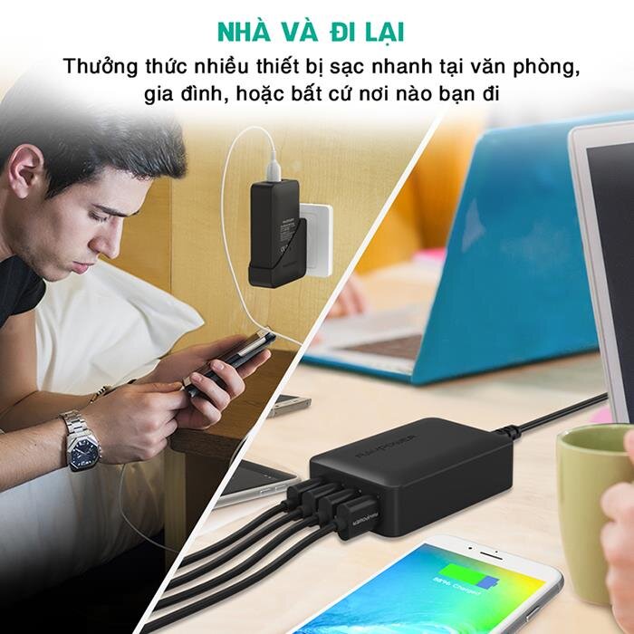 Sạc RAVPower 4 cổng 40W 8A iSmart (RP-UC07)