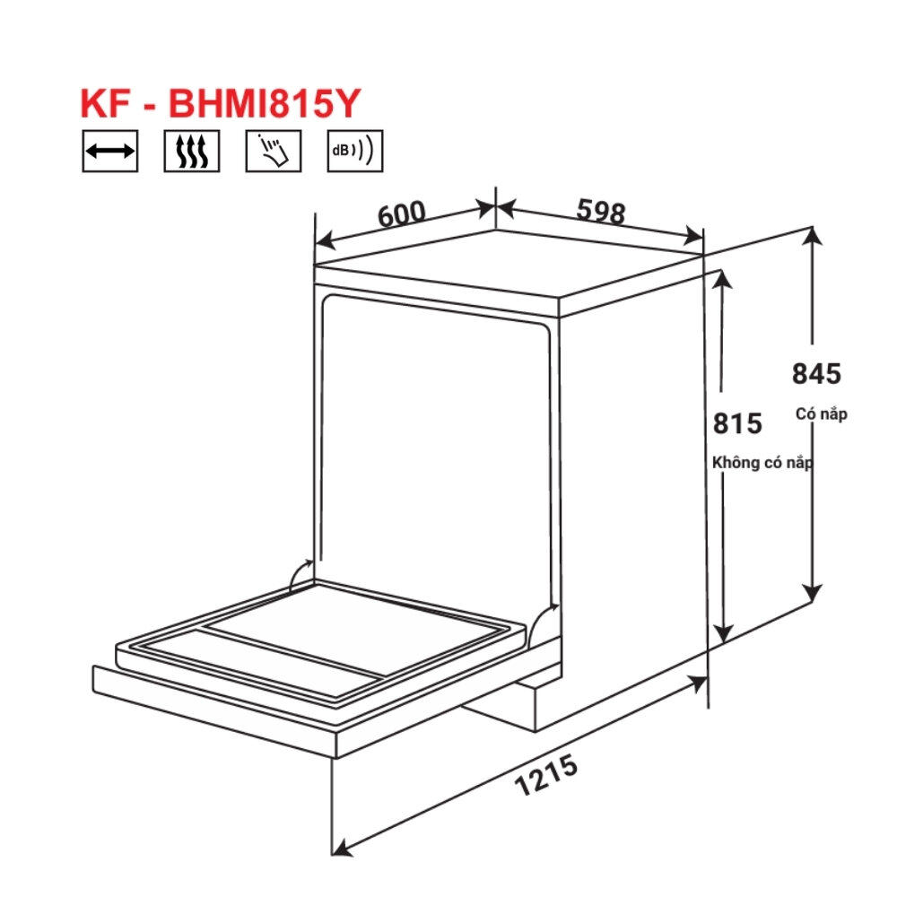 Bản vẽ kỹ thuật máy rửa chén độc lập KAFF KF - BHMI815Y