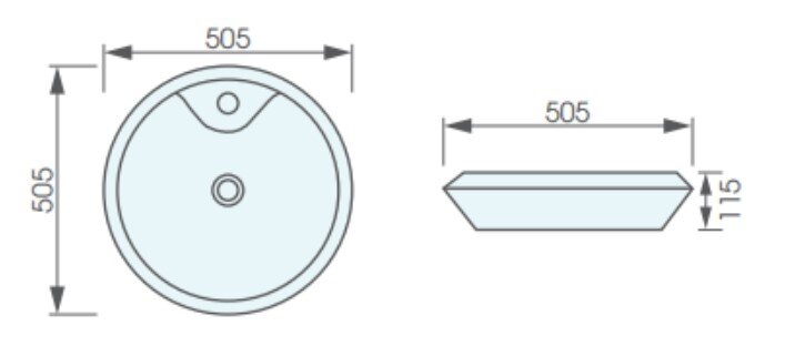Bản vẽ kỹ thuật chậu rửa lavabo đặt bàn ATMOR AT4140