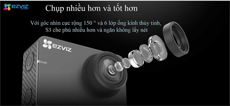 Camera thể thao EZVIZ CS-SP206-C0-68WFBS S3 Starter Kit 4K Xám Camera thể thao EZVIZ CS-SP206-C0-68WFBS S3 Starter Kit 4K Xám