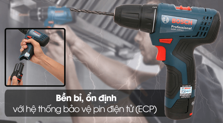 Pin máy khoan pin Bosch GSB 120-LI có hệ thống bảo vệ an toàn