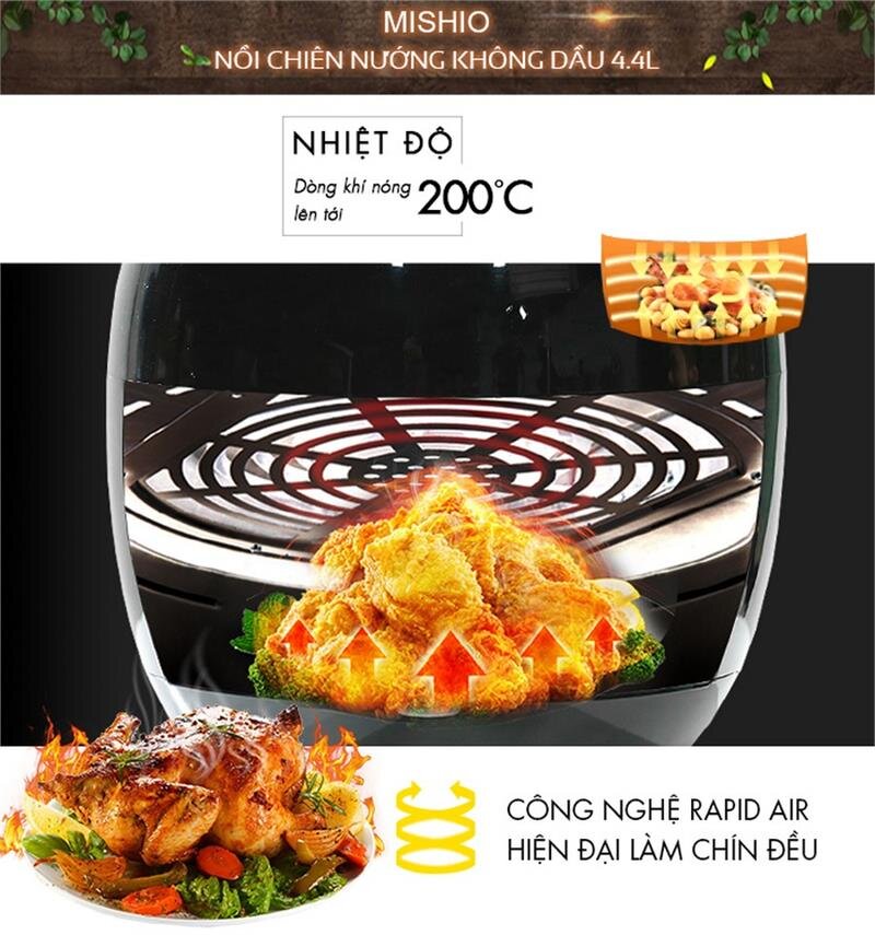 Nồi chiên không dầu 4,4L Mishio MK41