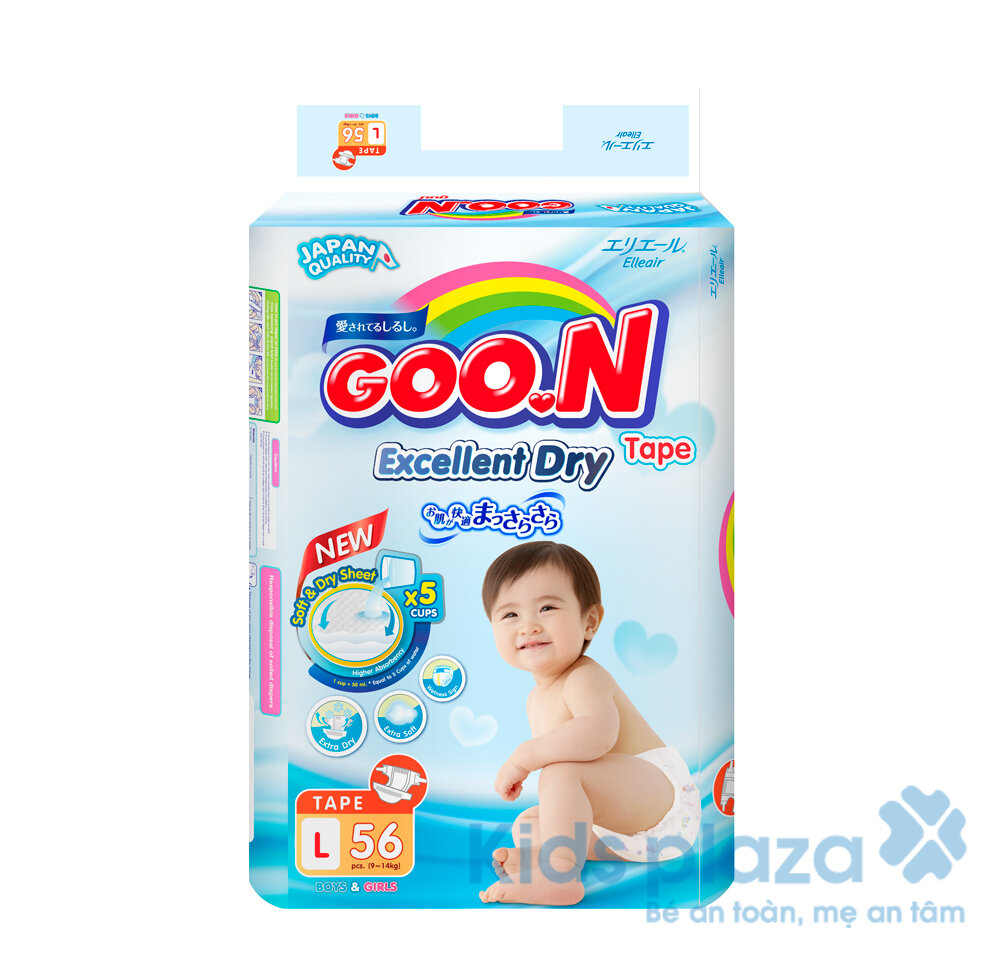  Tã giấy Goon Renew Slim size L 56 miếng (cho bé 9-14kg)