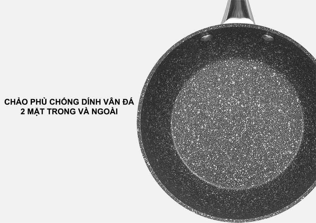 Chảo Greencook 28cm GCP08-28IH được phủ chống dính vân đá 2 mặt