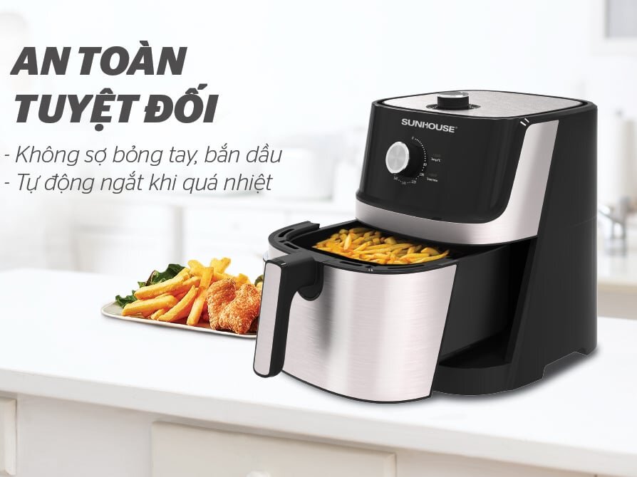 nồi chiên không dầu Sunhouse 6L SHD4027 có khả năng tự ngắt điện khi quá nhiệt