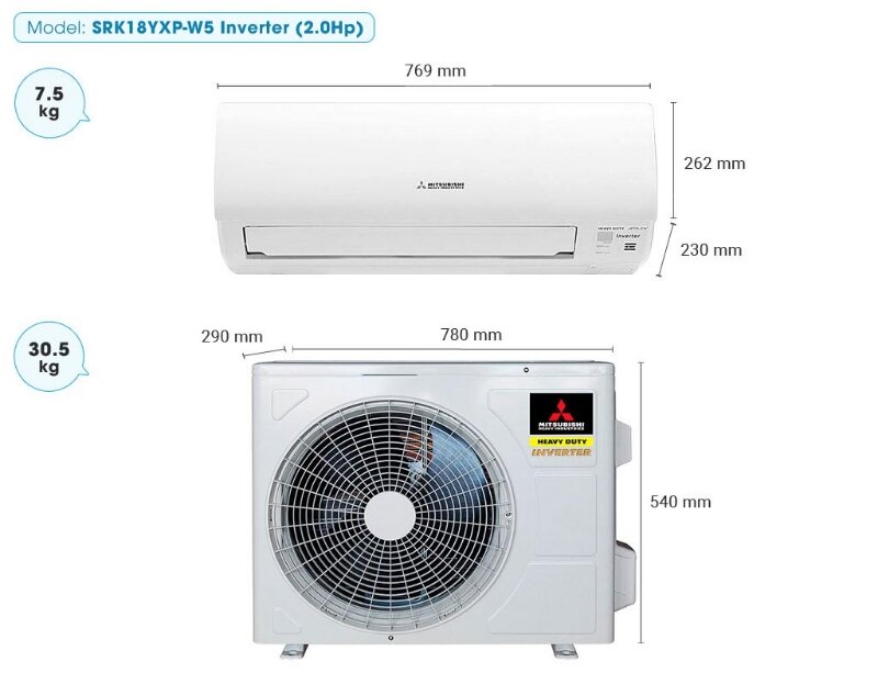 Điều hòa Mitsubishi Heavy 18000 BTU 1 chiều Inverter SRK18YXP-W5 gas R-32