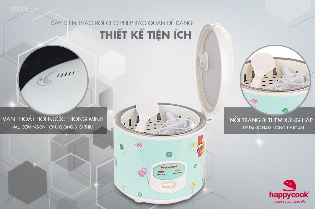 Nồi cơm điện nắp gài HappyCook HCJ-1811 - 1,8 lít (Xanh)