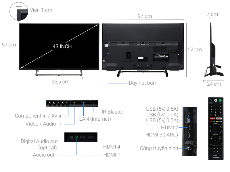 Android Tivi Sony 4K 43 inch KD-43X7500E Android Tivi Sony 4K 43 inch KD-43X7500E