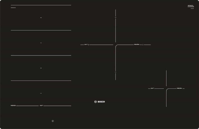 Bếp từ 4 Bosch PXE801DC1E có chức năng MoveMode với 3 mức nhiệt độ tùy chọn cho vùng nấu đa điểm. (Ảnh: Bosch).