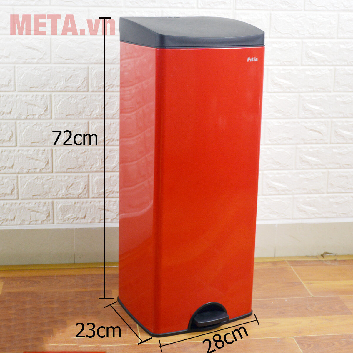 Thùng rác inox đạp vuông lớn Fitis SPL1-906 (22 lít)