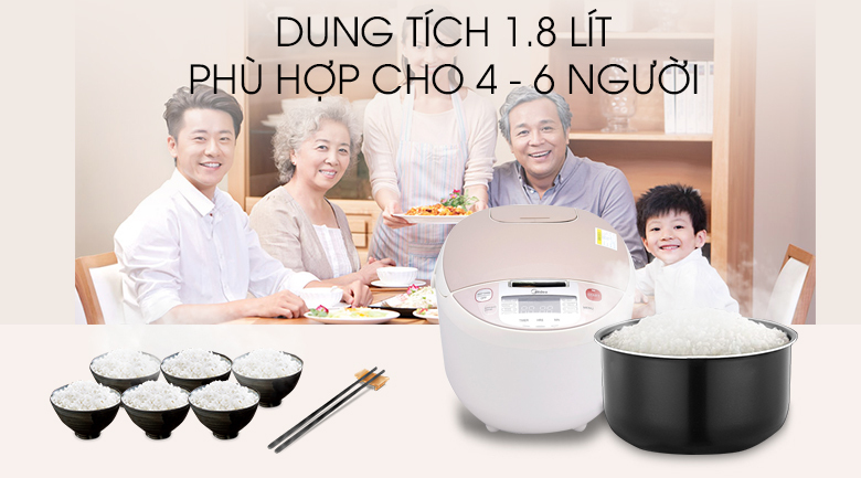 Nồi cơm điện tử Midea 1.8 lít MB-FS5018 Nồi cơm điện tử Midea 1.8 lít MB-FS5018