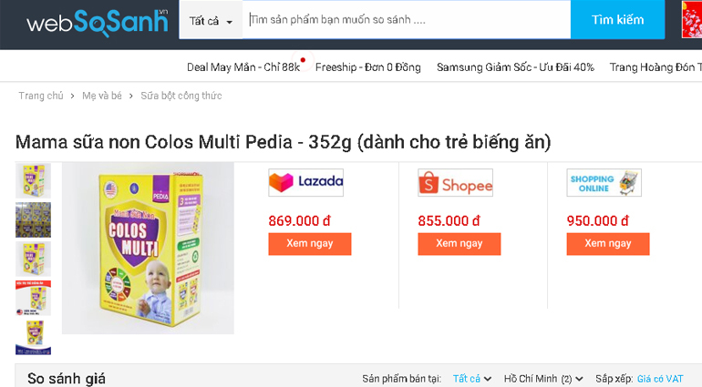 Mama sữa non Colos Multi Pedia - 352g (dành cho trẻ biếng ăn)