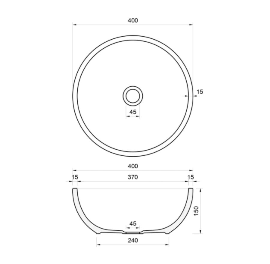 Bản vẽ kỹ thuật của chậu rửa mặt lavabo Kanly sứ hoa văn SU126