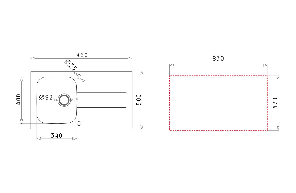 Bản vẽ kỹ thuật chậu rửa bát PYRAMIS Concerto 1B 1D – Black