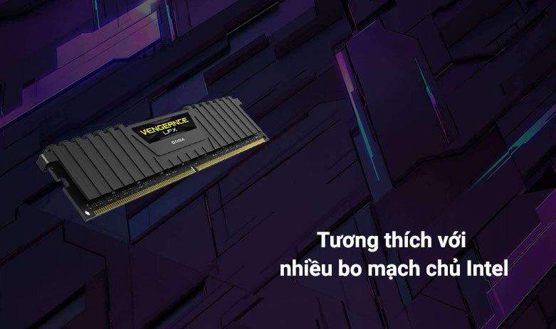 RAM Corsair Vengeance LPX 8GB (1x8GB) DDR4 3000MHz Black (CMK8GX4M1D3000C16) | Tương thích với nhiều bo mạch chủ Intel