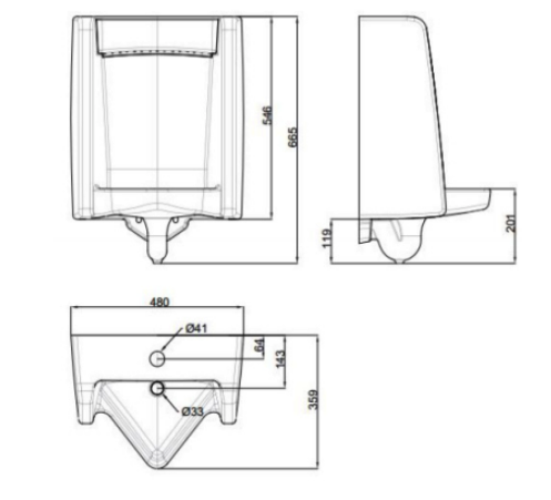 Bản vẽ kỹ thuật bồn tiểu nam WP-6591 American Standard