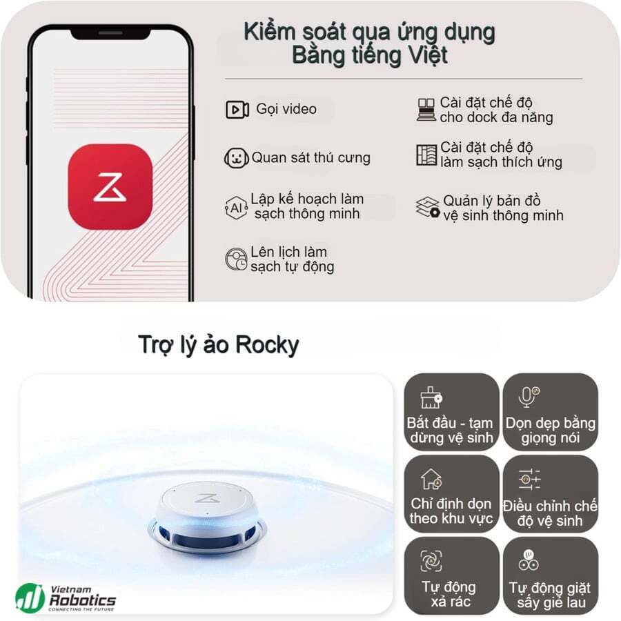 Điều khiển qua giọng nói và ứng dụng Roborock thông minh Roborock Q Revo Curv – Bản quốc tế