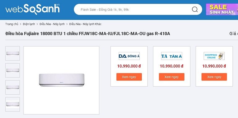 Điều hòa Fujiaire 18000 BTU 1 chiều FFJW18C-MA-IU/FJL18C-MA-OU gas R-410A