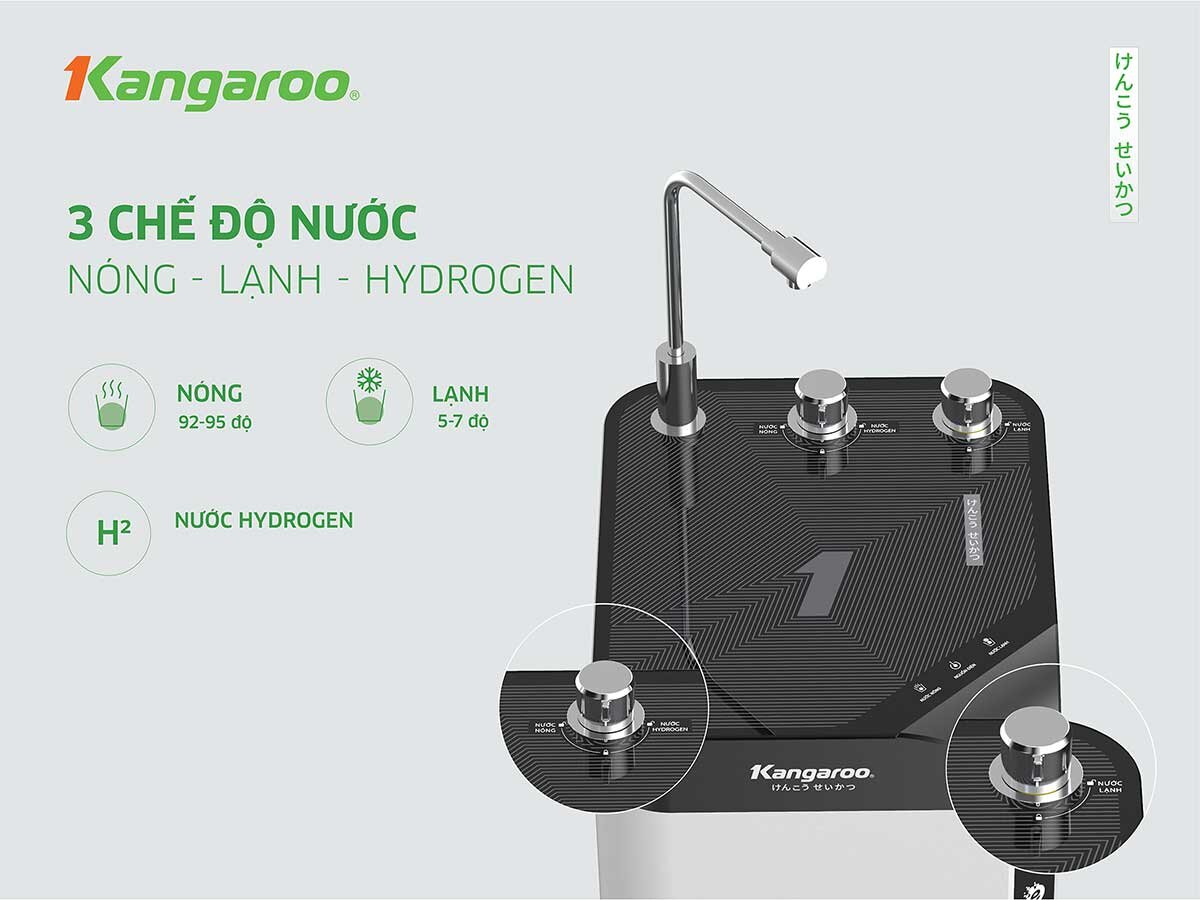 máy lọc nước Kangaroo KG10A10S có 3 chế độ nước
