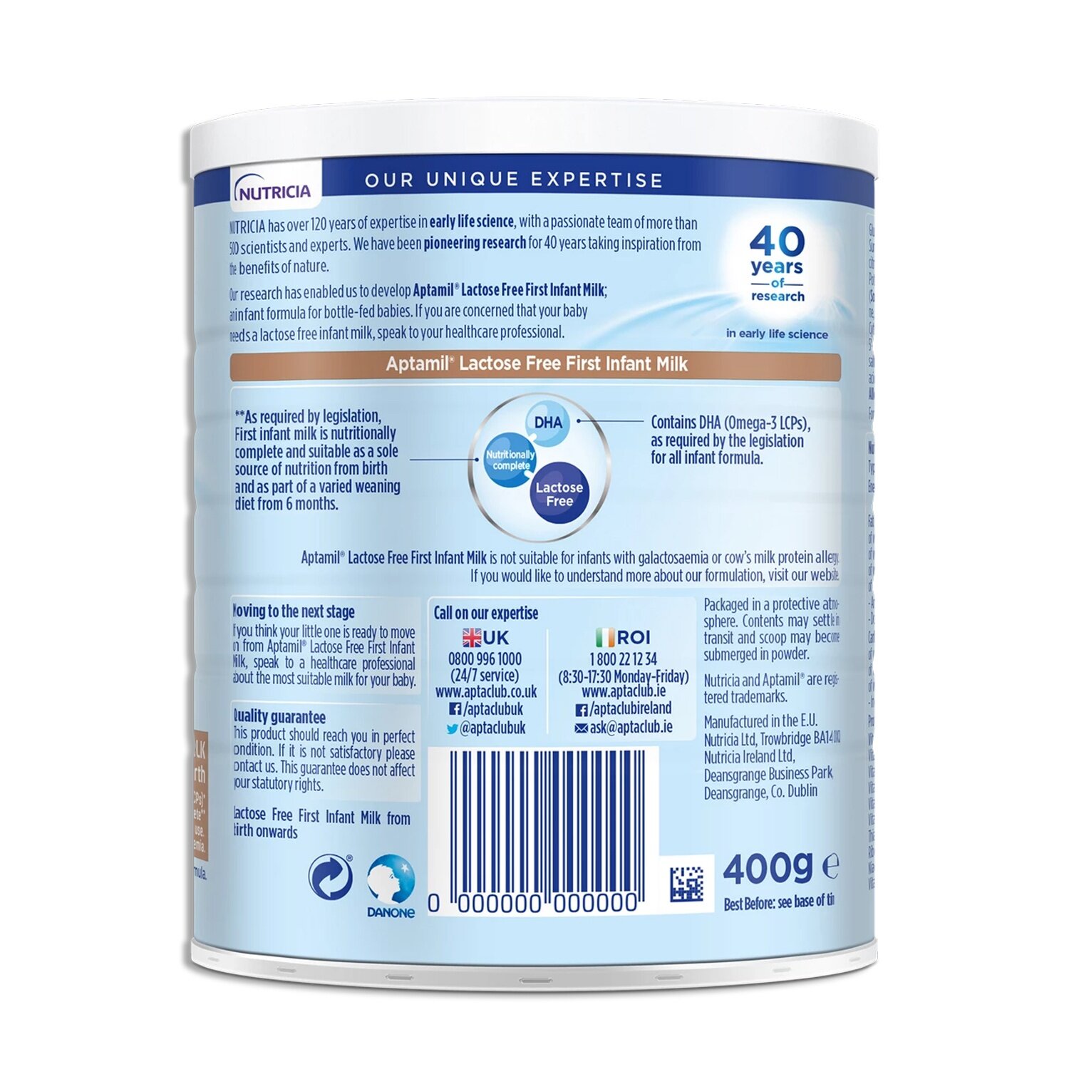 Công dụng Sữa Aptamil Lactose Free cho trẻ 0-12 tháng 400g