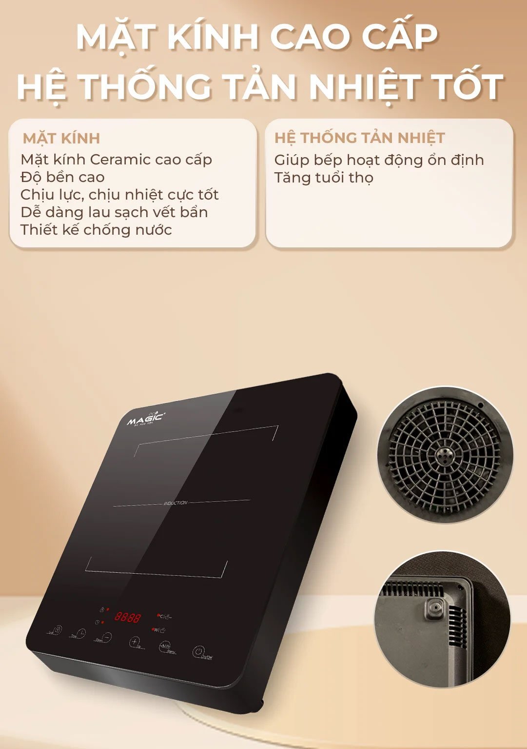 Bếp từ đơn có mặt kính siêu bền Bếp từ đơn