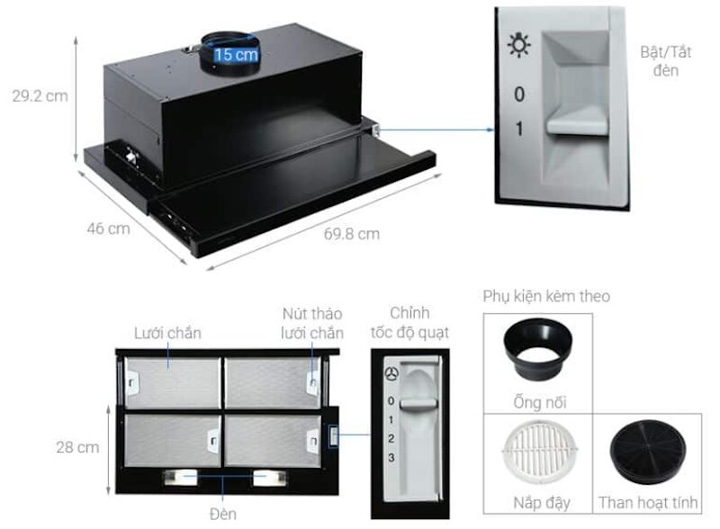 Hướng dẫn sử dụng máy hút mùi Hafele HH-SG70A (Ảnh: Hafele).