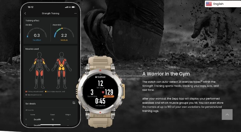 Amazfit T-Rex Ultra theo dõi tập luyện