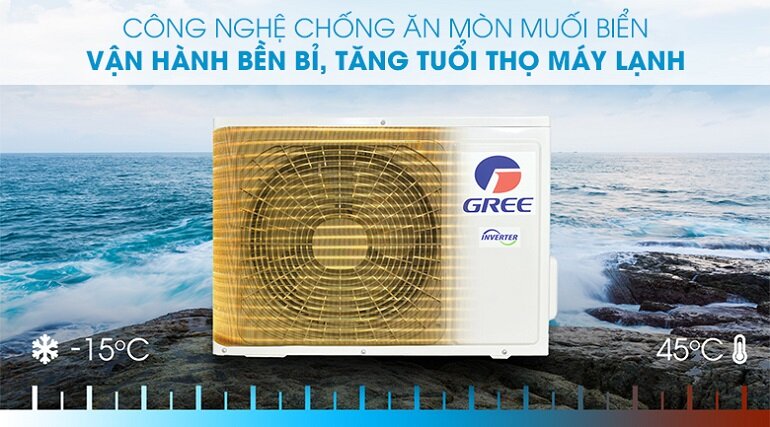 Điều hòa Gree GWH18PD-K3D0P4 được trang bị dàn tản nhiệt mạ vàng