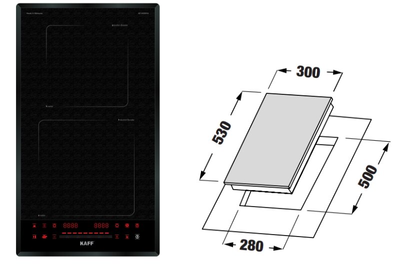 Bếp từ âm 2 vùng nấu Kaff KF-H33DIS