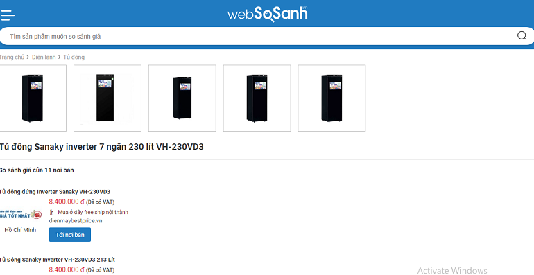 Tủ đông Sanaky inverter 7 ngăn 230 lít VH-230VD3