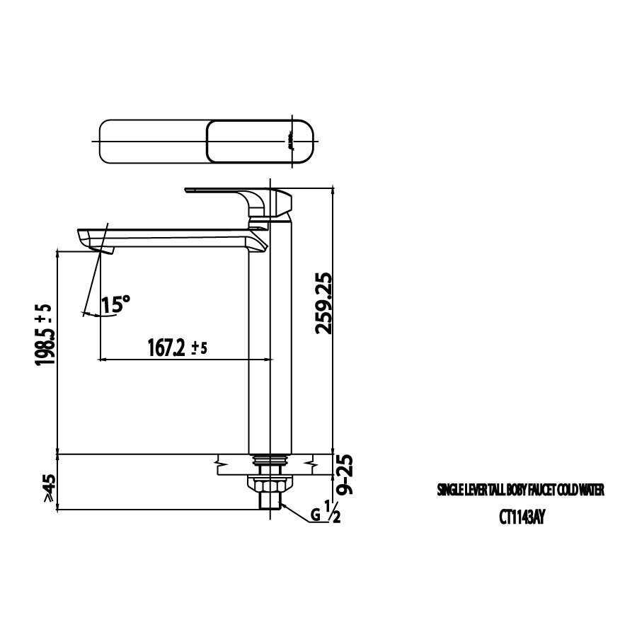 Bản vẽ kỹ thuật vòi chậu lavabo COTTO CT1143AY