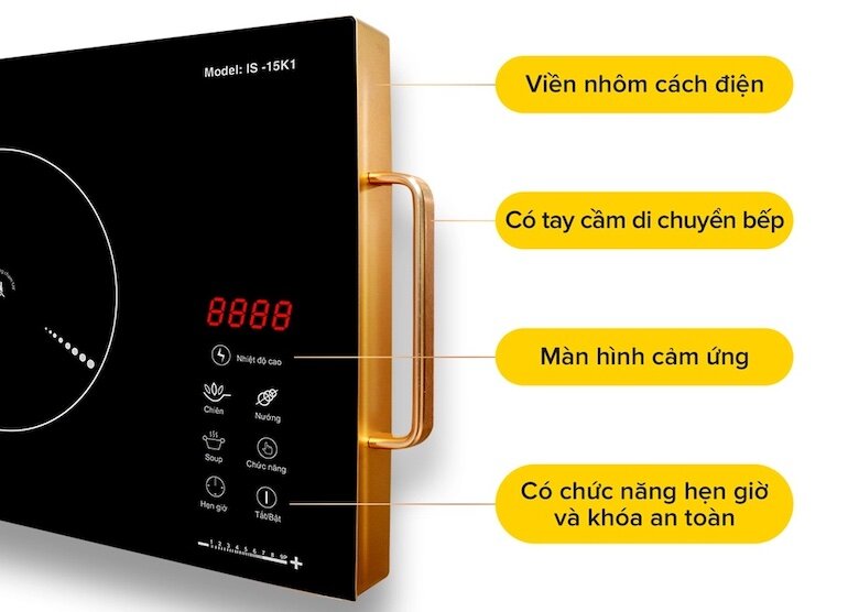 Bếp hồng ngoại dương 1 vùng nấu Asanzo IS-15K1