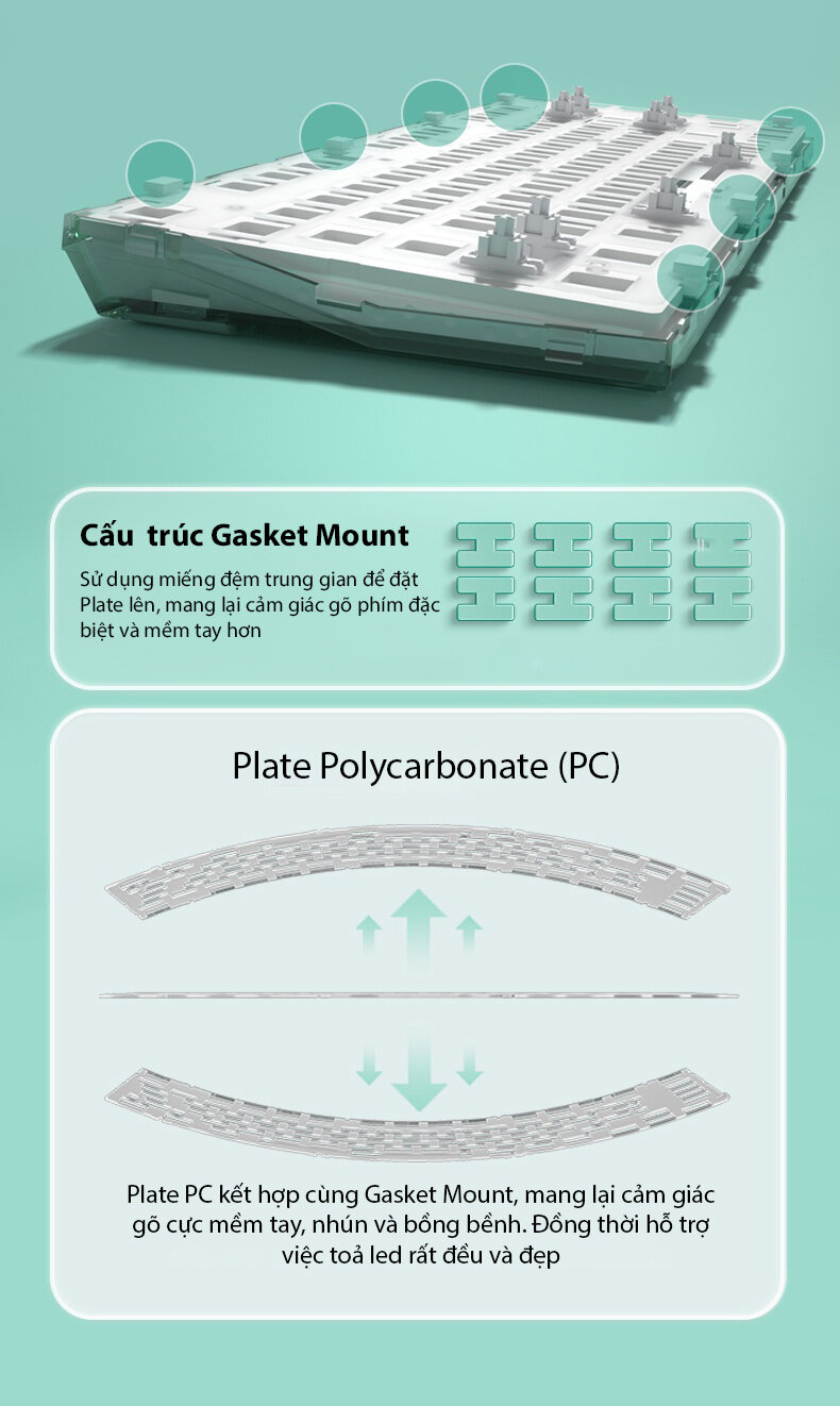 Bàn phím cơ Không dây FL-Esport Q75 Blue Haze 3 Mode Coolmint sw (Kailh Box/USBC/Bluetooth/RGB) 4