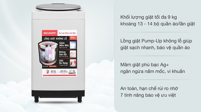 Máy giặt Sharp ES-W90PV-H - 9 kg