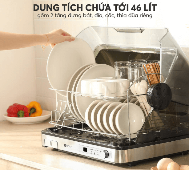 Máy sấy chén bát Elmich DDE-3907 có dung tích khoang máy lớn (46 lít) 